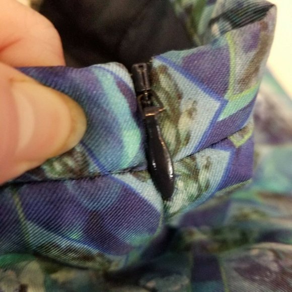 Rachel Alex Silk Mod Style Faux Wrap Skirt Geometric Blue Teal Sz XXS 00 - Picture 7 of 12